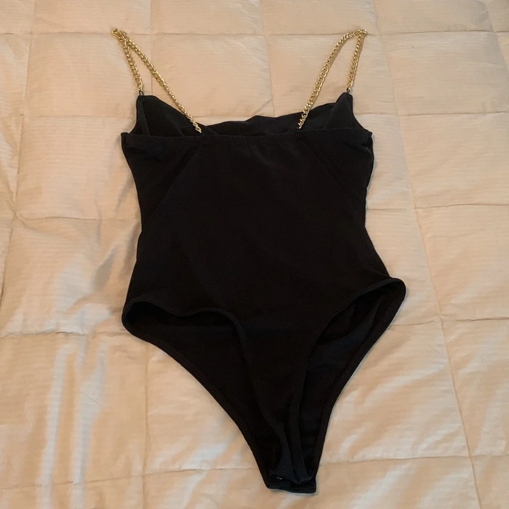 Black Chain-Strap Bodysuit